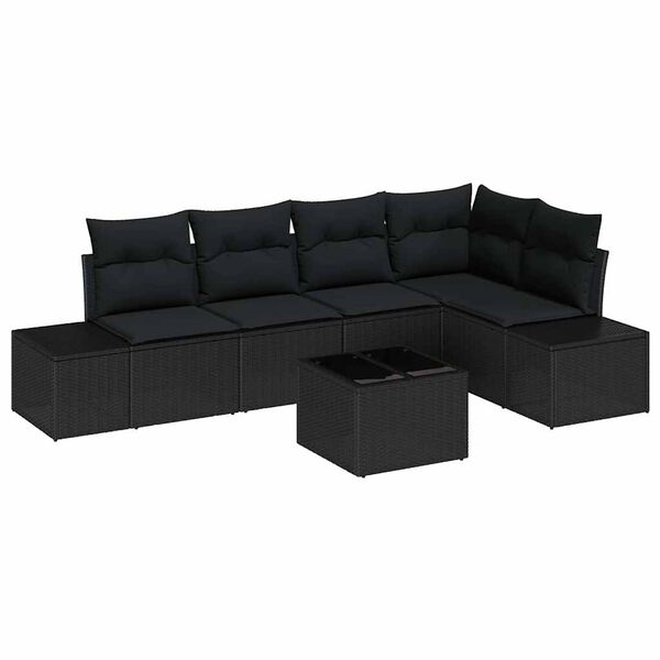vidaXL Ensemble de canap&eacute; de jardin 6 pcs Noir polyrotin