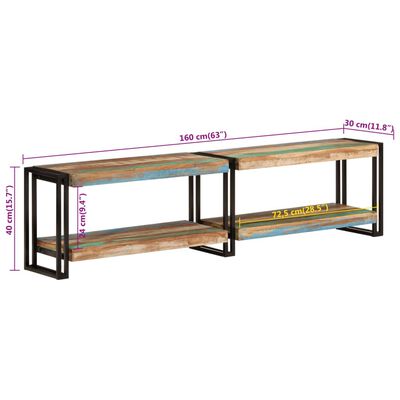 vidaXL Meuble TV 160x30x40 cm bois massif de récupération