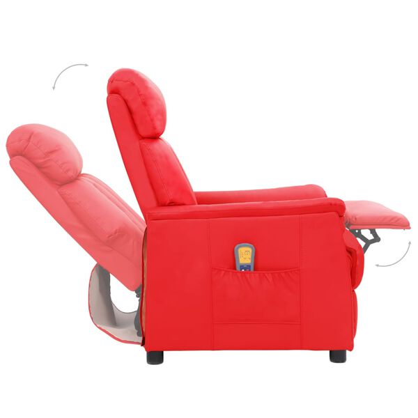 vidaXL Fauteuil de massage Rouge Similicuir