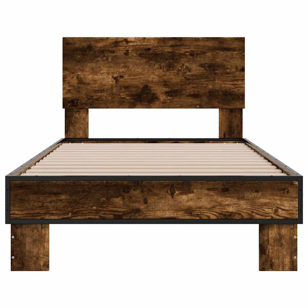 vidaXL Cadre de lit sans matelas ch&ecirc;ne fum&eacute; 90x190 cm