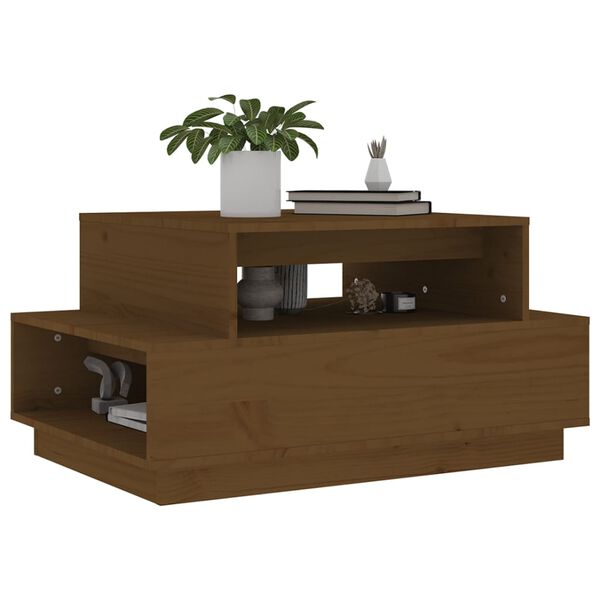 vidaXL Table basse Marron miel 80x55x40,5 cm Bois massif de pin