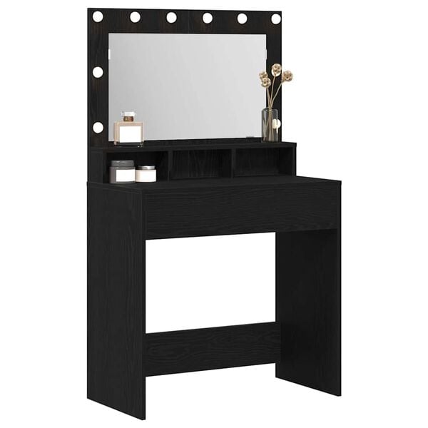 vidaXL Table de Toilette avec étagère Chêne noir 75,5 x 41 x 135 cm