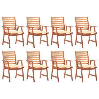 vidaXL Chaises à dîner d'extérieur 8 pcs avec coussins Acacia massif