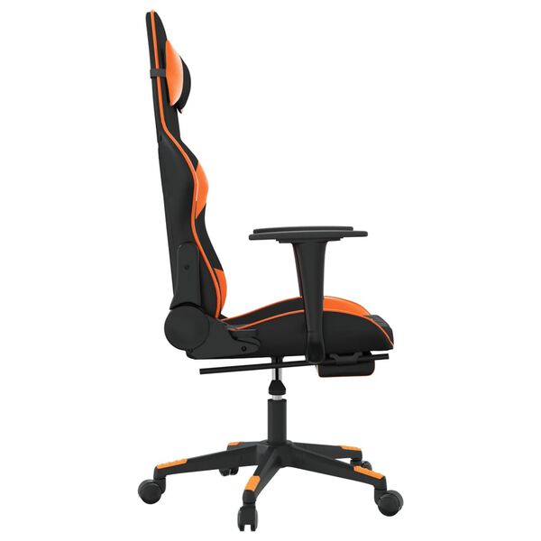 vidaXL Chaise de jeu avec repose-pied Noir et orange Similicuir