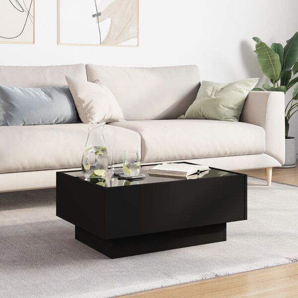 vidaXL Table basse avec LED noir 70x50x30 cm bois d'ing&eacute;nierie