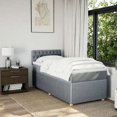 vidaXL Sommier à lattes de lit avec matelas Gris clair 90x200 cm Tissu