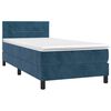 vidaXL Sommier &agrave; lattes de lit et matelas et LED Bleu fonc&eacute; 90x200 cm