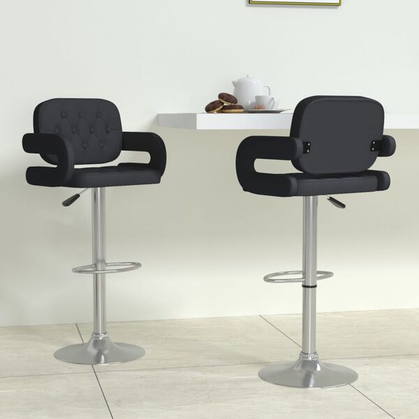 vidaXL Tabourets de bar lot de 2 noir similicuir