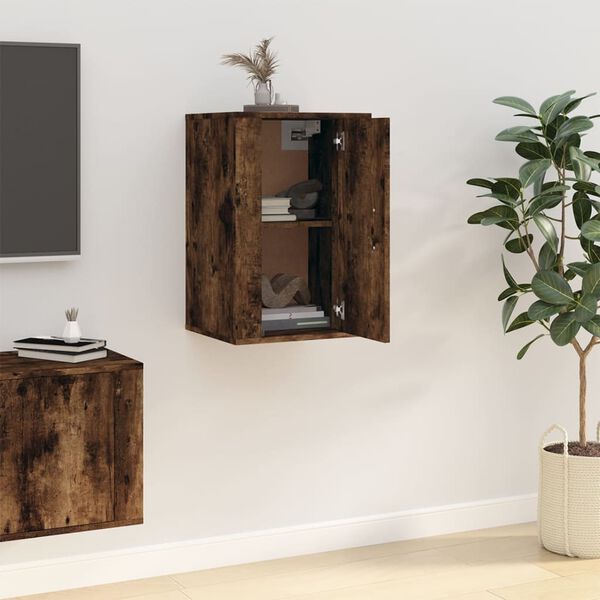 vidaXL Meuble TV mural Ch&ecirc;ne fum&eacute; 40x34,5x60 cm