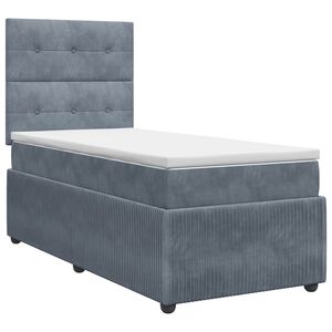 vidaXL Lit boxspring avec matelas Gris fonc&eacute; 80 x 200 cm Velours