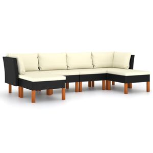 vidaXL Salon de jardin 6 pcs avec coussins R&eacute;sine tress&eacute;e Noir