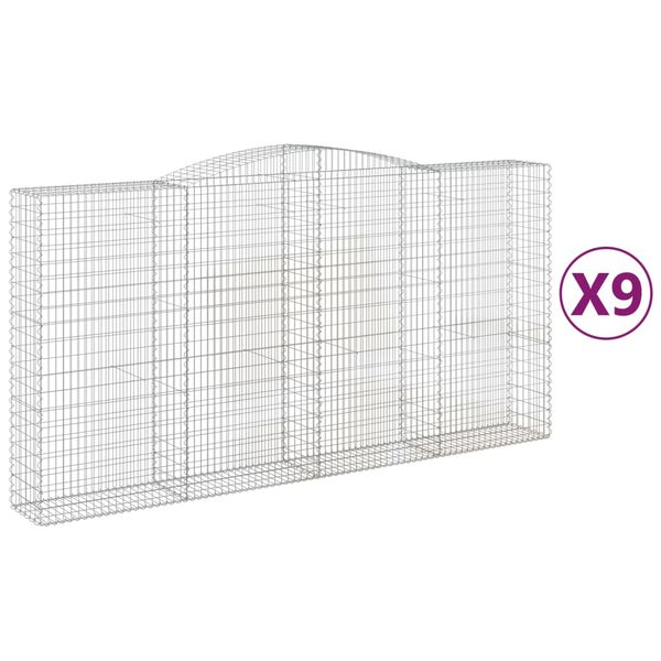 vidaXL Paniers &agrave; gabions arqu&eacute;s 9 pcs 400x50x200/220 cm Fer galvanis&eacute;