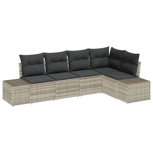 vidaXL Ensemble de canap&eacute; de jardin 5 pcs Gris clair polyrotin