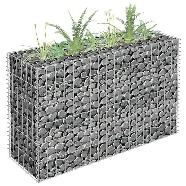 vidaXL Lit sur&eacute;lev&eacute; &agrave; gabion Acier galvanis&eacute; 90x30x60 cm