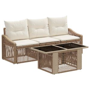 vidaXL Ensemble de canap&eacute; de jardin 4 pc Beige et blanc cr&egrave;me