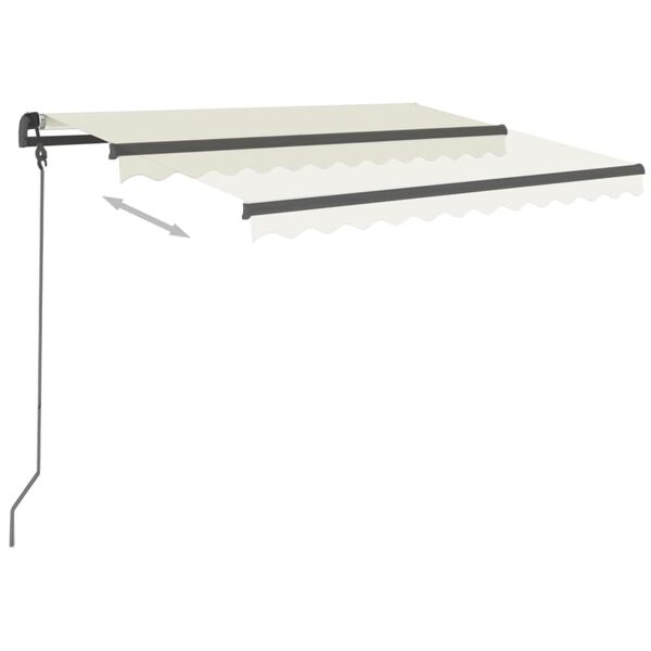 vidaXL Auvent manuel r&eacute;tractable avec poteaux 3x2,5 m Cr&egrave;me