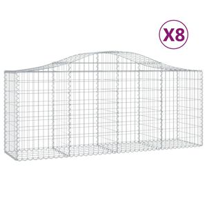 vidaXL Paniers &agrave; gabions arqu&eacute;s 8 pcs 200x50x80/100 cm Fer galvanis&eacute;