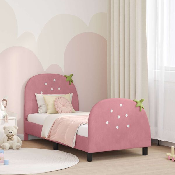 vidaXL Cadre de lit pour enfants avec t&ecirc;te de lit Rose 80 x 160 cm