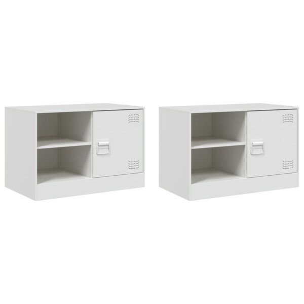 vidaXL Meubles TV 2 pcs blanc 67x39x44 cm acier