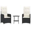 vidaXL Chaises inclinables de jardin lot de 2 et table r&eacute;sine tress&eacute;e