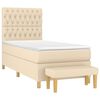 vidaXL Sommier &agrave; lattes de lit avec matelas Cr&egrave;me 100x200 cm Tissu
