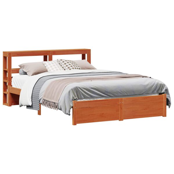 vidaXL Cadre de lit Cire marron 140 x 200 cm Bois de Pin Massif