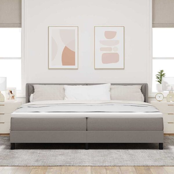 vidaXL Lit &agrave; ressorts avec matelas Taupe 200 x 200 cm Polyester