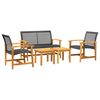 vidaXL Salon de jardin 5 pcs noir r&eacute;sine tress&eacute;e et bois d'acacia