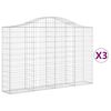 vidaXL Paniers &agrave; gabions arqu&eacute;s 3 pcs 200x30x120/140 cm Fer galvanis&eacute;