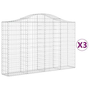 vidaXL Paniers &agrave; gabions arqu&eacute;s 3 pcs 200x30x120/140 cm Fer galvanis&eacute;