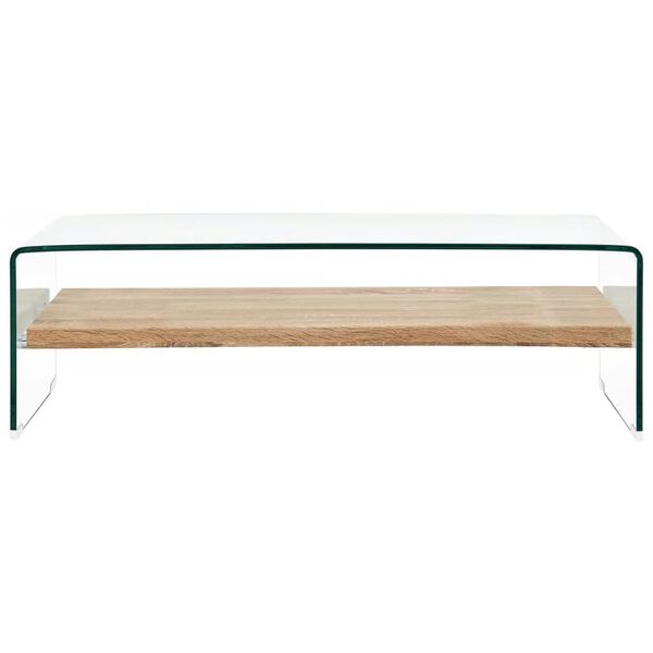 vidaXL Table basse Clair 98x45x31 cm Verre tremp&eacute;