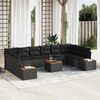vidaXL Ensemble de canap&eacute; de jardin avec coussin 10 pcs Noir Polyrotin