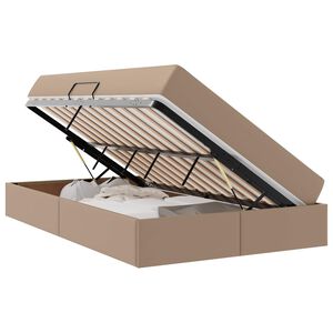 vidaXL Lit avec rangement et matelas 2 pcs Cappuccino Cuir