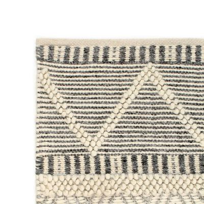 vidaXL Tapis en laine tissée à la main 80x150cm Blanc/Gris/Noir/Marron