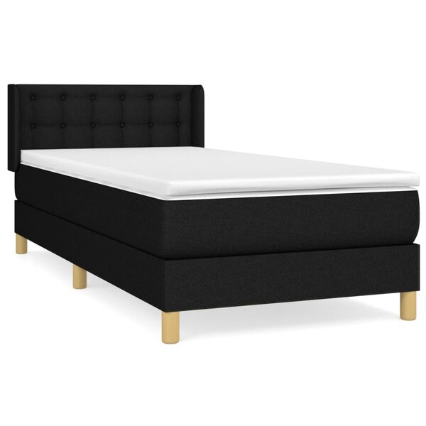 vidaXL Sommier &agrave; lattes de lit avec matelas Noir 90x190 cm Tissu