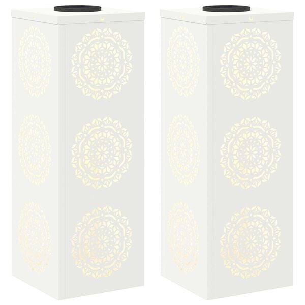 vidaXL Lumi&egrave;re de chemin LED solaire 2 pcs Blanc Acier lamin&eacute; &agrave; froid