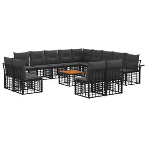 vidaXL Ensemble de canap&eacute;s d'ext&eacute;rieur 14 pcs Noir et Gris fonc&eacute;