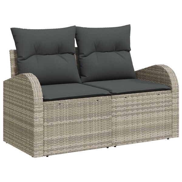 vidaXL Ensemble de canap&eacute; de jardin 8 pcs Gris clair Poly rotin