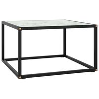 vidaXL Table basse Noir avec verre marbre blanc 60x60x35 cm