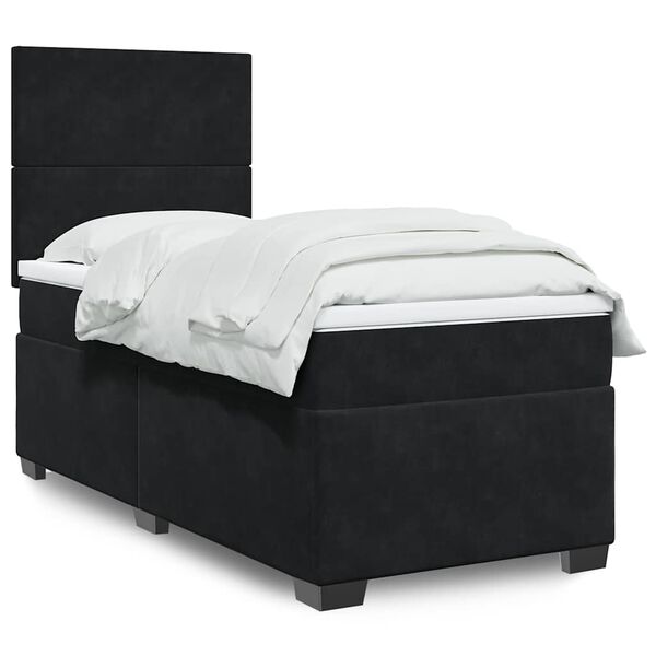vidaXL Sommier &agrave; lattes de lit avec matelas Noir 90x190 cm Velours
