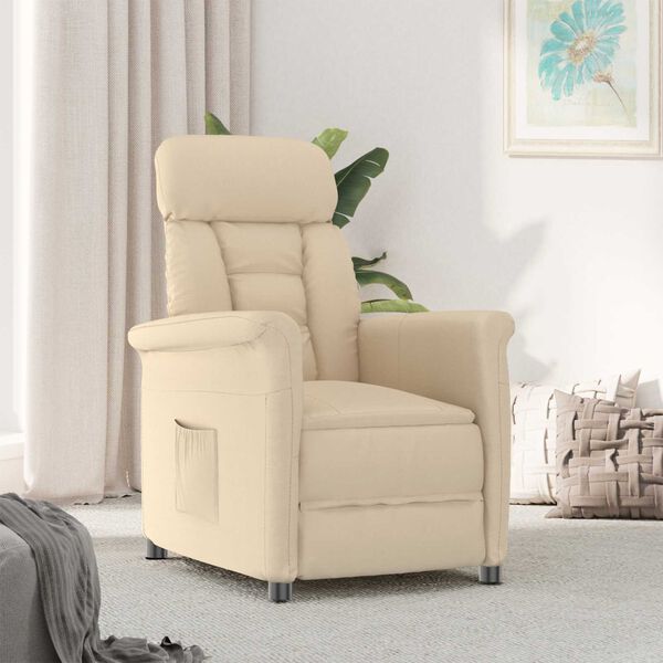 vidaXL Fauteuil Relax Crème Crème 70.5 x 96.5 x 95 cm Tissu et métal