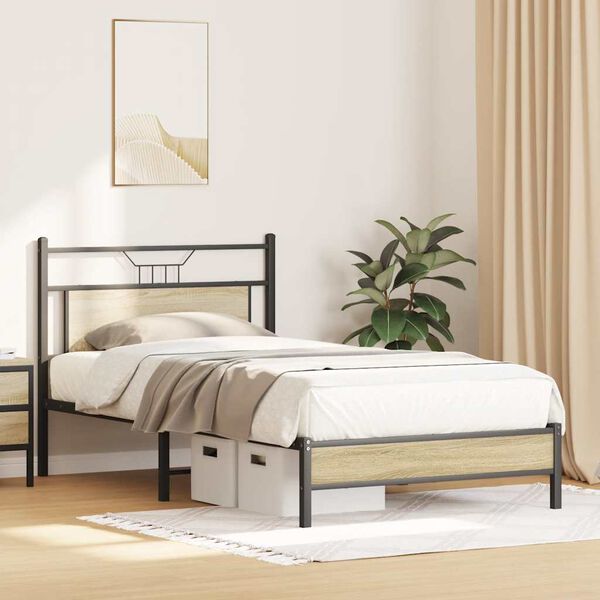 vidaXL Cadre de lit sans matelas ch&ecirc;ne sonoma 100x190 cm