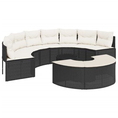 vidaXL Salon de jardin 3 pcs demi-rond noir résine tressée