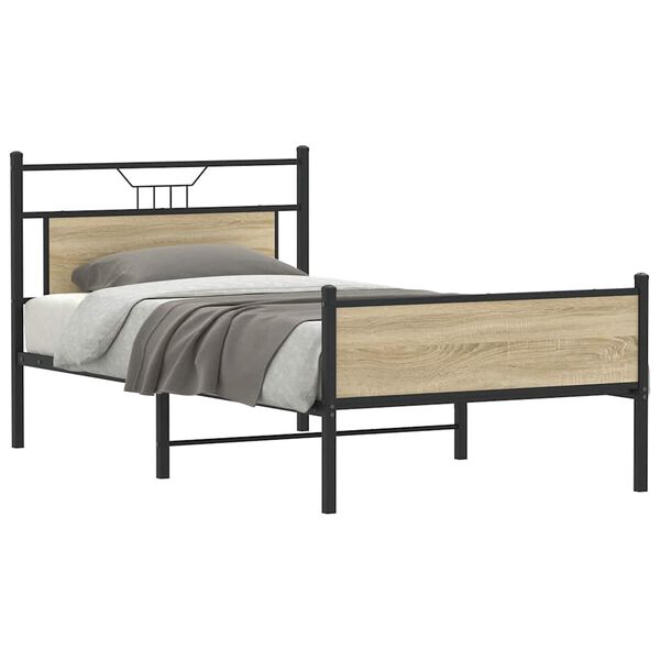 vidaXL Cadre de lit sans matelas ch&ecirc;ne sonoma 100x190 cm