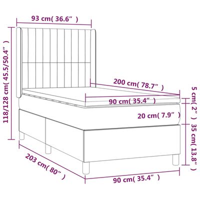 vidaXL Sommier à lattes de lit avec matelas Crème 90x200 cm Tissu