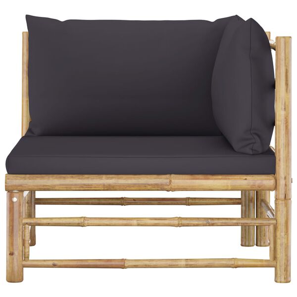 vidaXL Salon de jardin 2 pcs avec coussins gris fonc&eacute; bambou