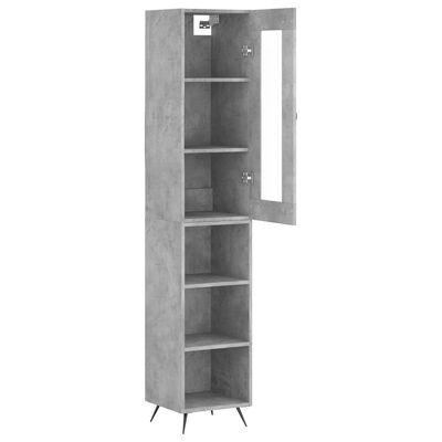 vidaXL Buffet haut Gris béton 34,5x34x180 cm Bois d'ingénierie