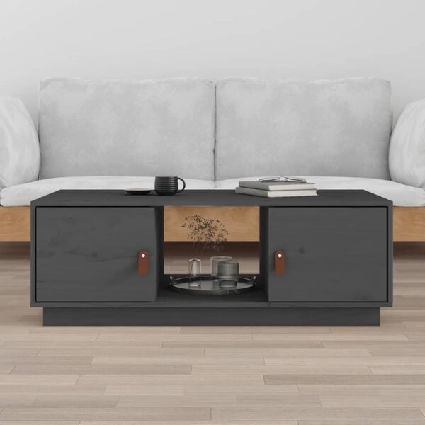 vidaXL Table basse Gris 100x50x35 cm Bois massif de pin