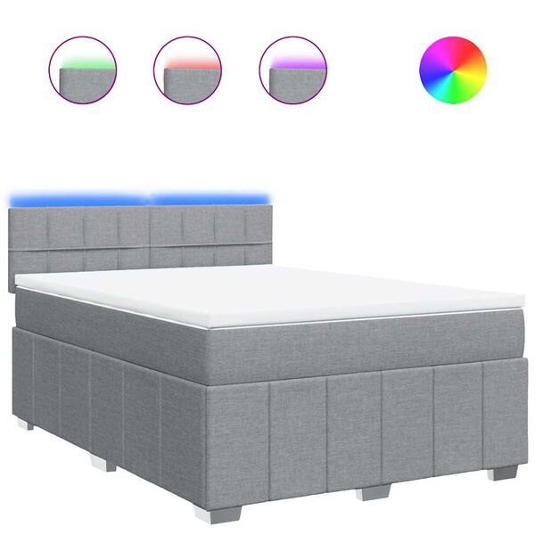 vidaXL Sommier &agrave; lattes de lit avec matelas Gris clair 160x200cm Tissu