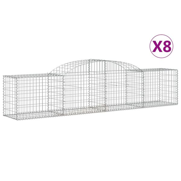 vidaXL Paniers &agrave; gabions arqu&eacute;s 8 pcs 300x50x60/80 cm fer galvanis&eacute;
